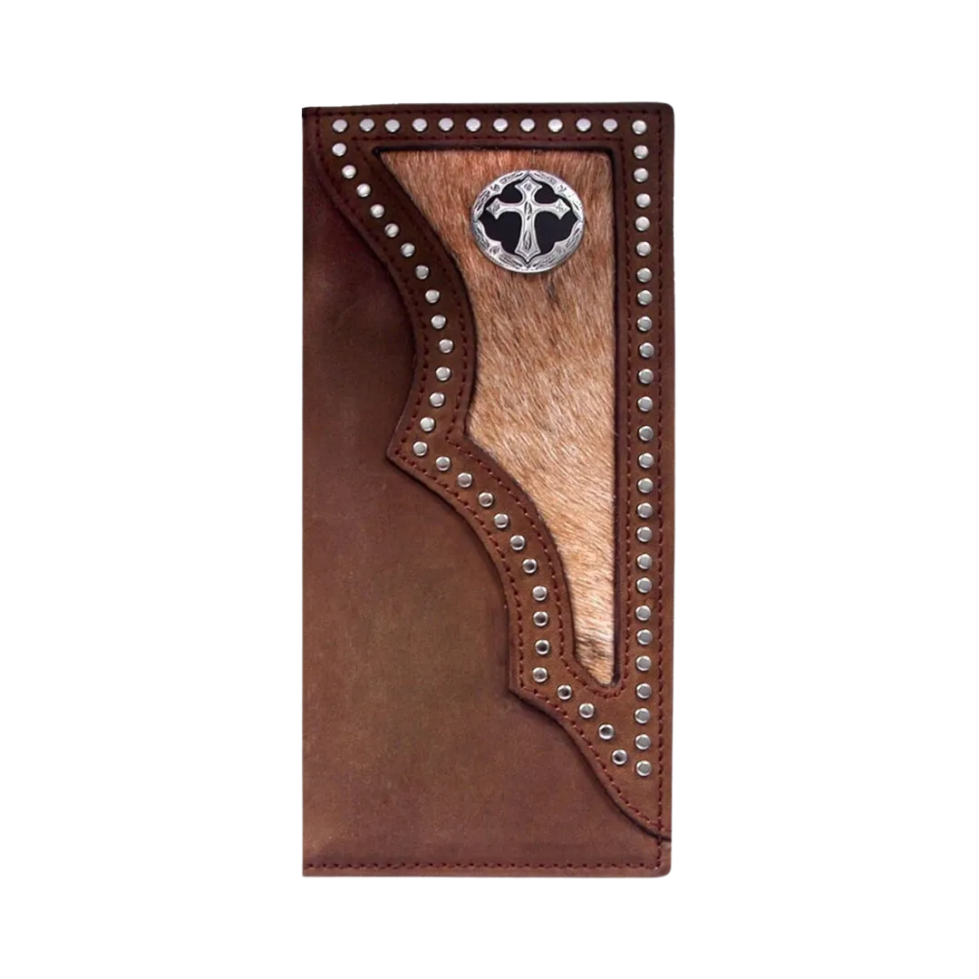 3D Belt Men's Leather Rodeo Cross Concho Brown Wallet