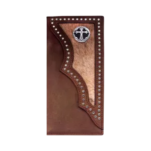 3D Belt Men's Leather Rodeo Cross Concho Brown Wallet