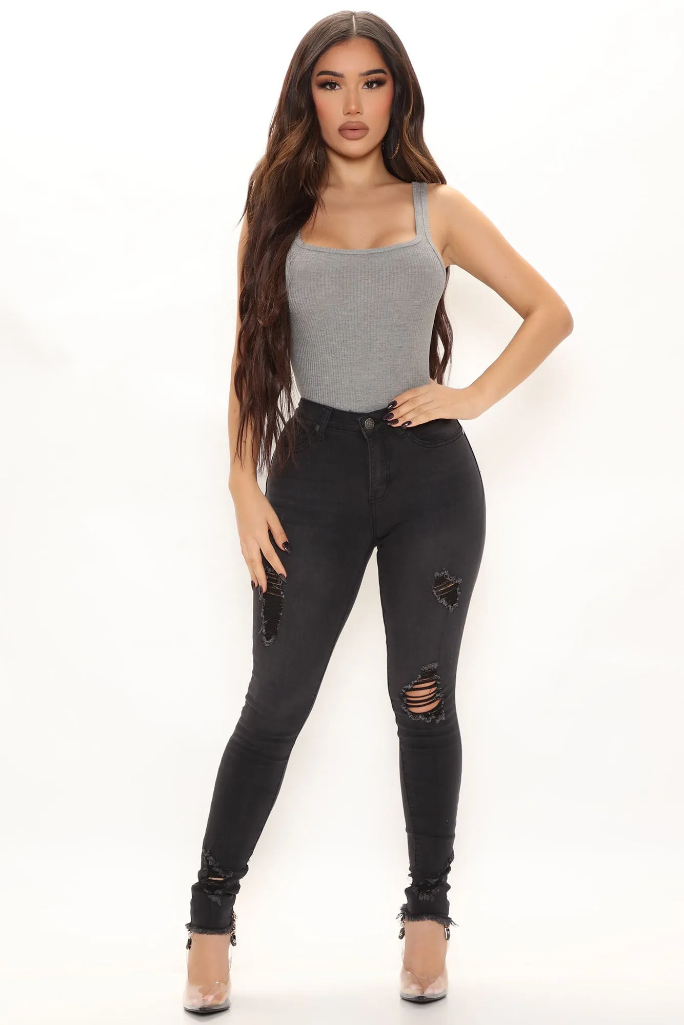 Another Day Ripped Skinny Jeans - Black
