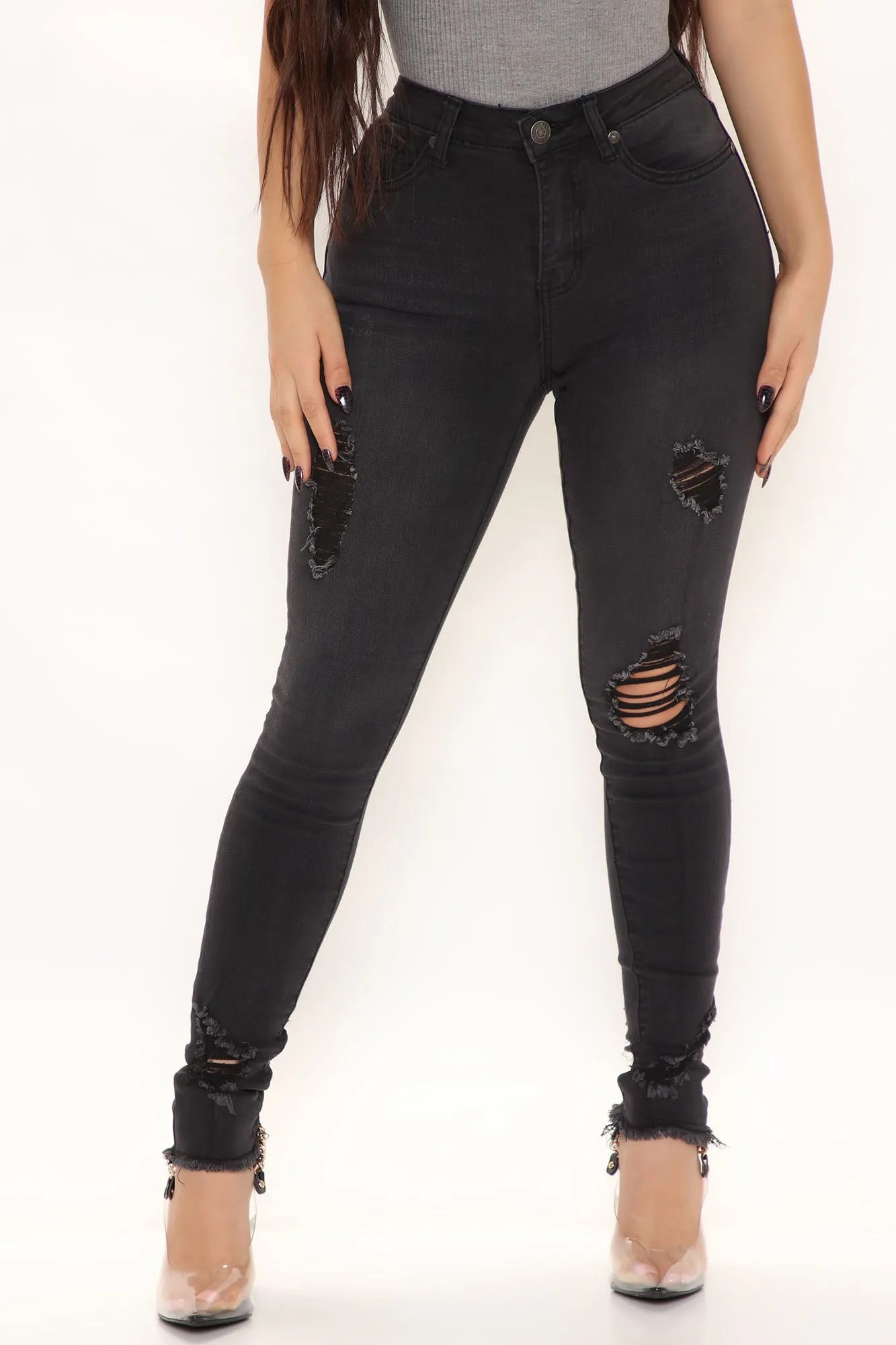Another Day Ripped Skinny Jeans - Black