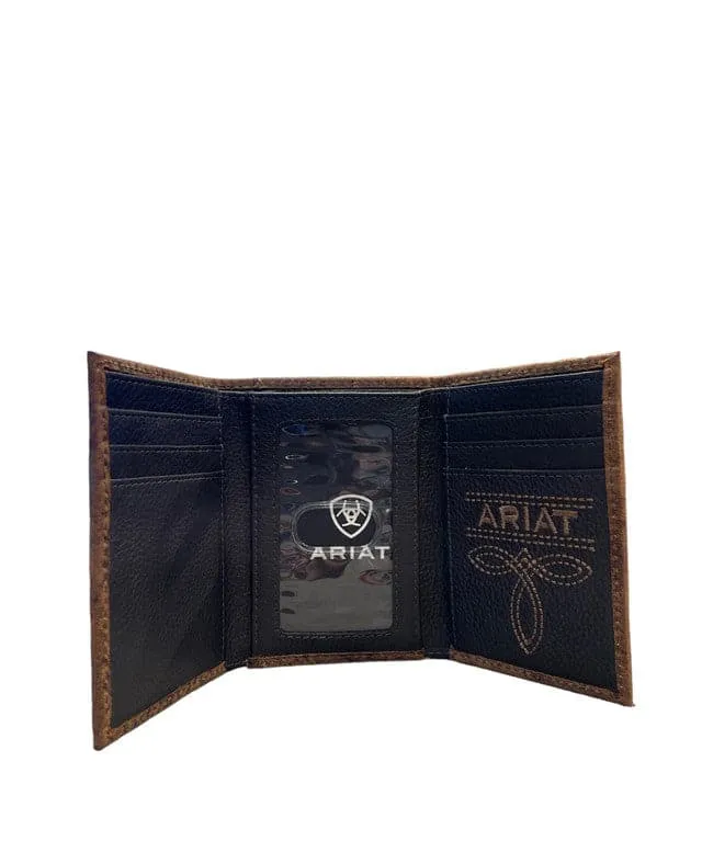 Ariat Men's Trifold Crazy Horse Embroider Wallet
