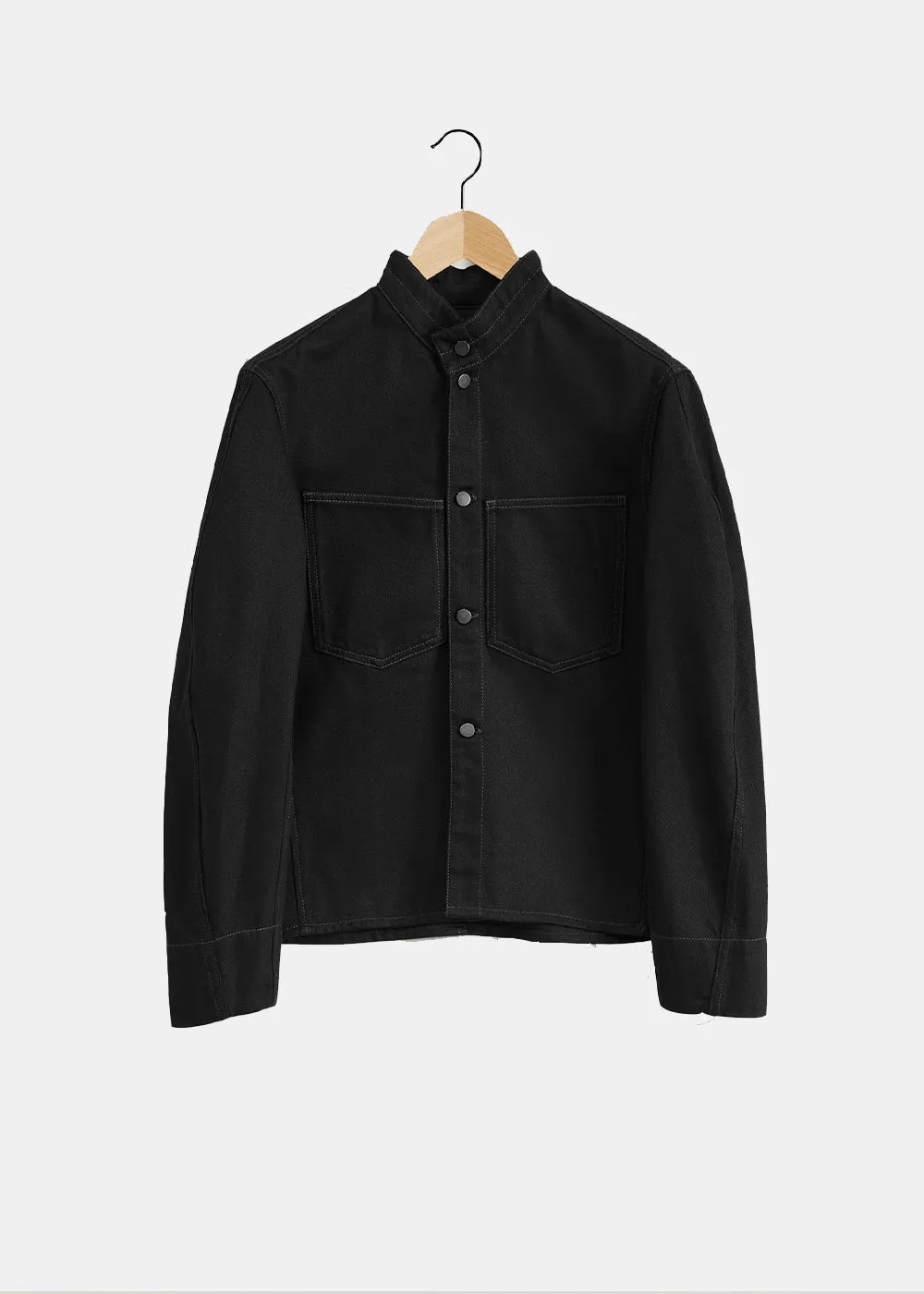 Black Denim Curved Sleeve Jacket