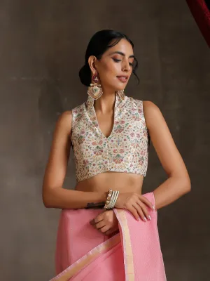 Blouse - Floral Golden Embroidered