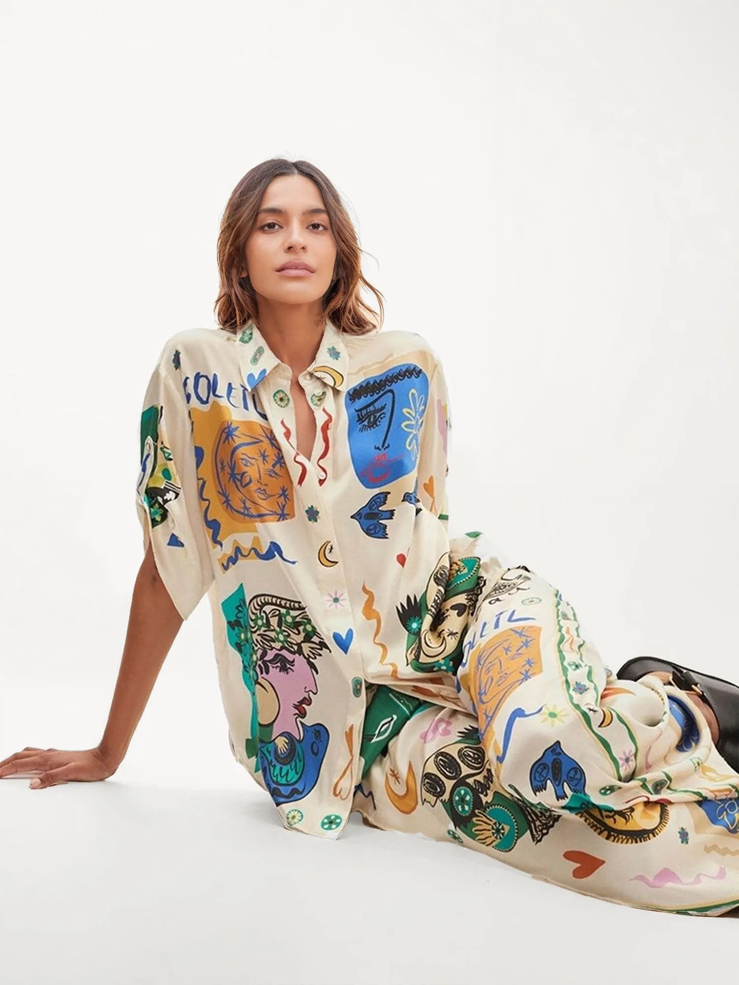 Casual Graffiti Print Loose-Fit Pants