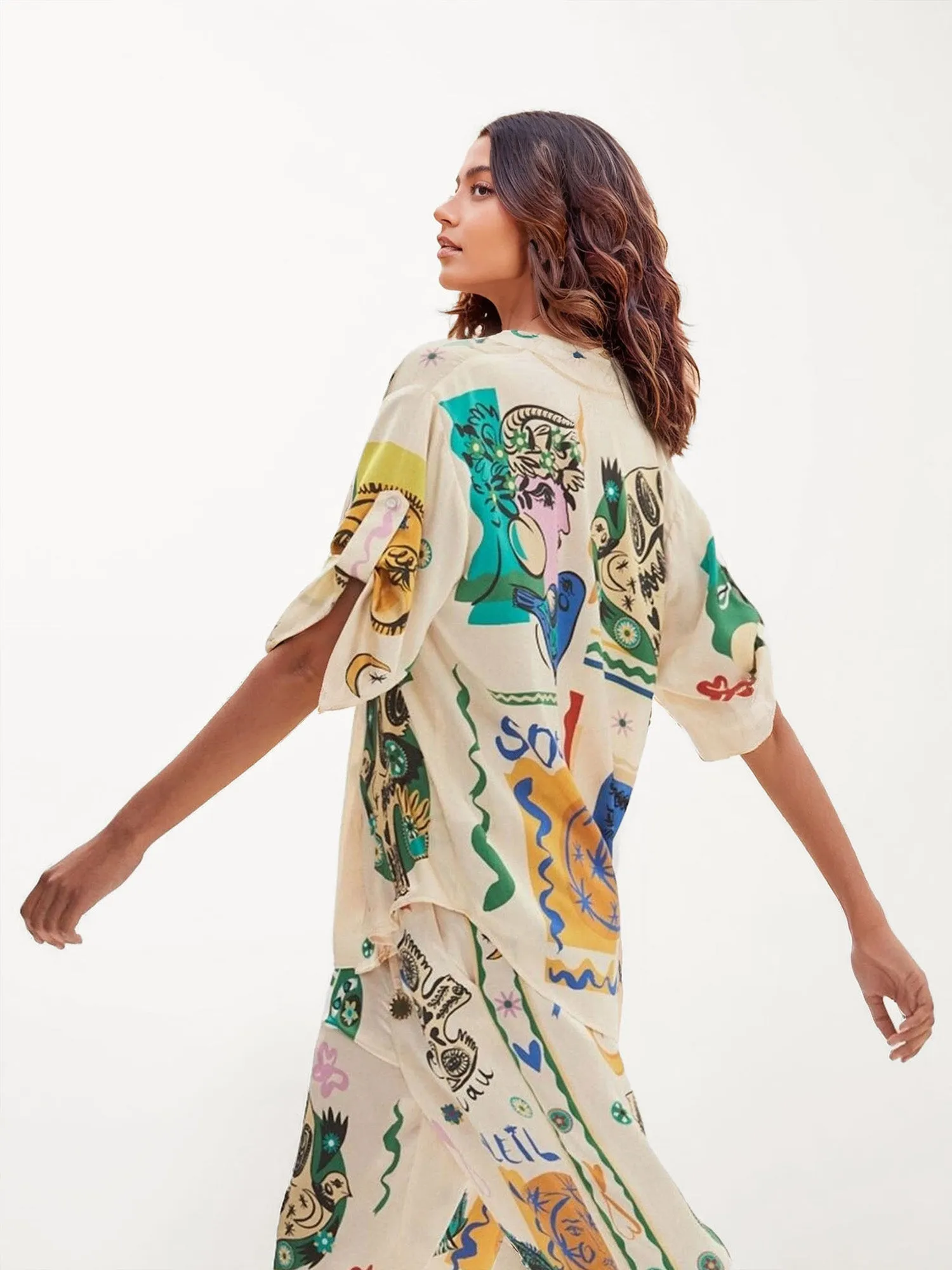 Casual Graffiti Print Loose-Fit Shirt