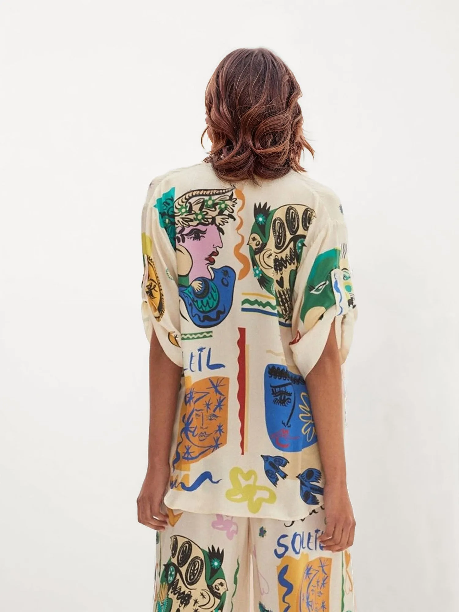 Casual Graffiti Print Loose-Fit Shirt
