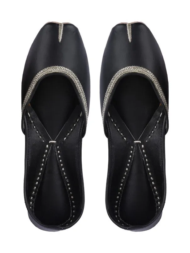 Charcoal - Black Leather Casual Juttis