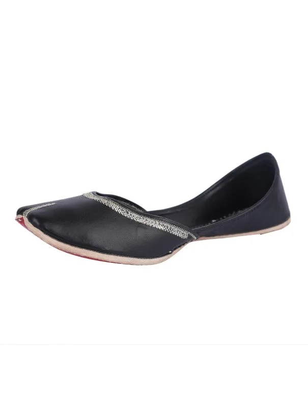 Charcoal - Black Leather Casual Juttis
