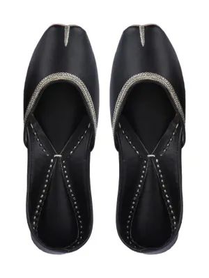 Charcoal - Black Leather Casual Juttis