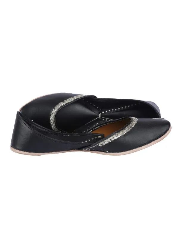 Charcoal - Black Leather Casual Juttis