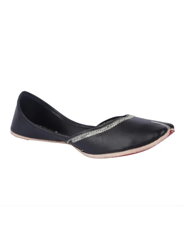 Charcoal - Black Leather Casual Juttis