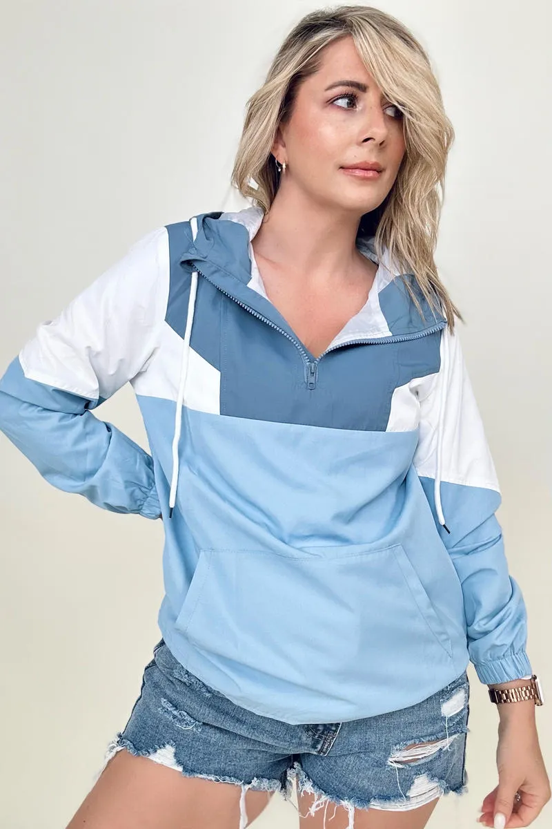 Color Block Long Sleeve Windbreaker Hoodie