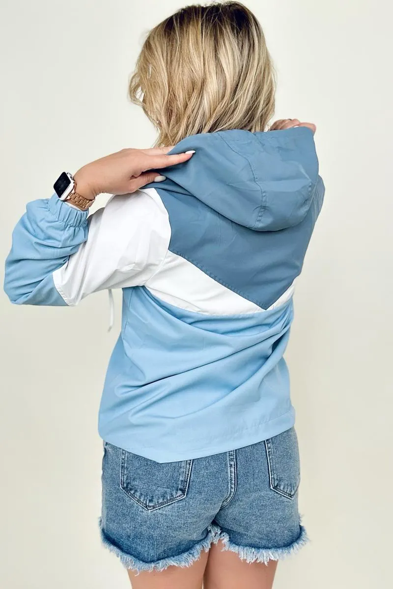 Color Block Long Sleeve Windbreaker Hoodie