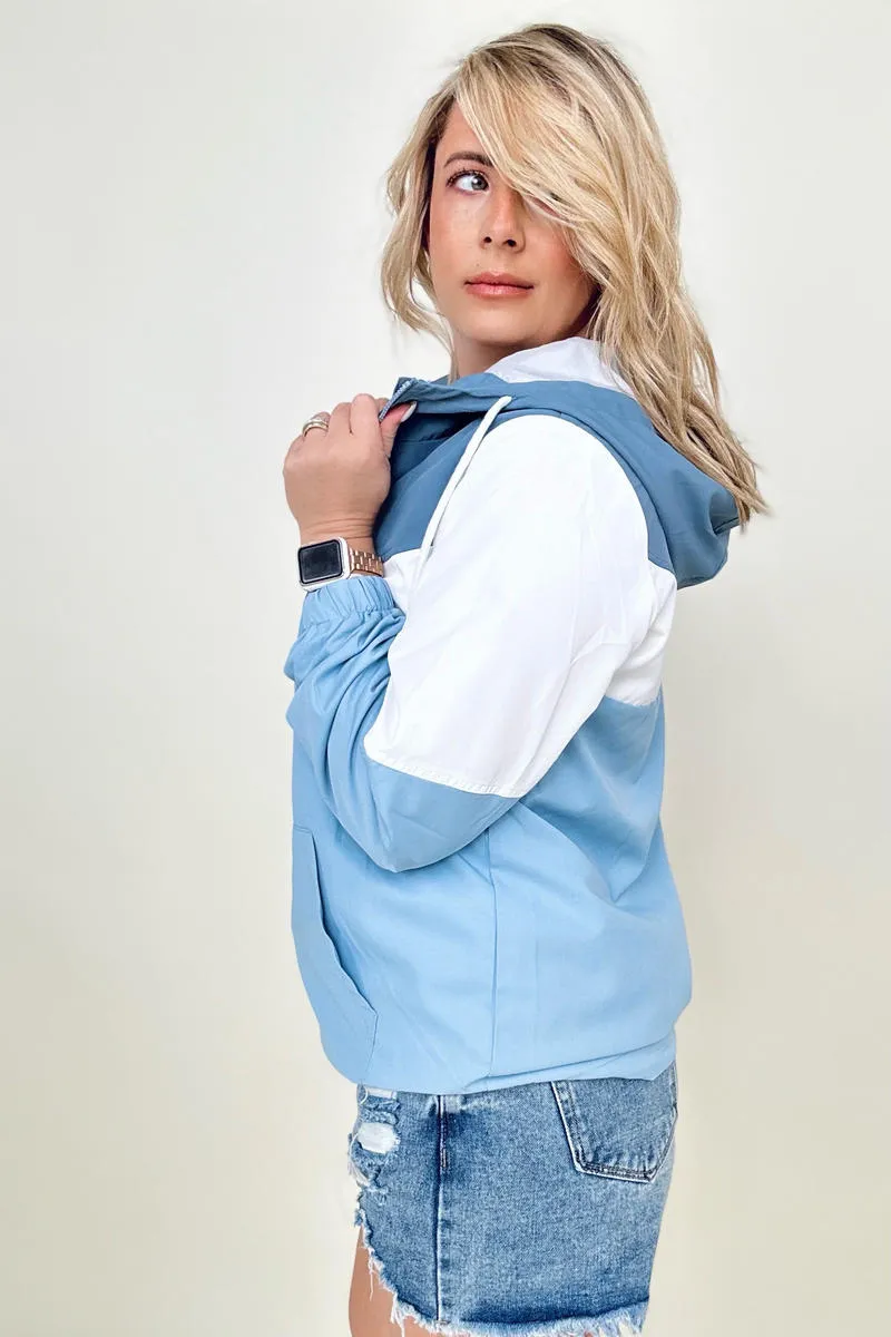 Color Block Long Sleeve Windbreaker Hoodie