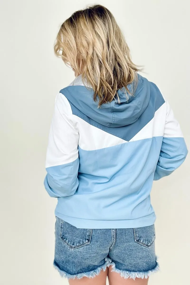 Color Block Long Sleeve Windbreaker Hoodie