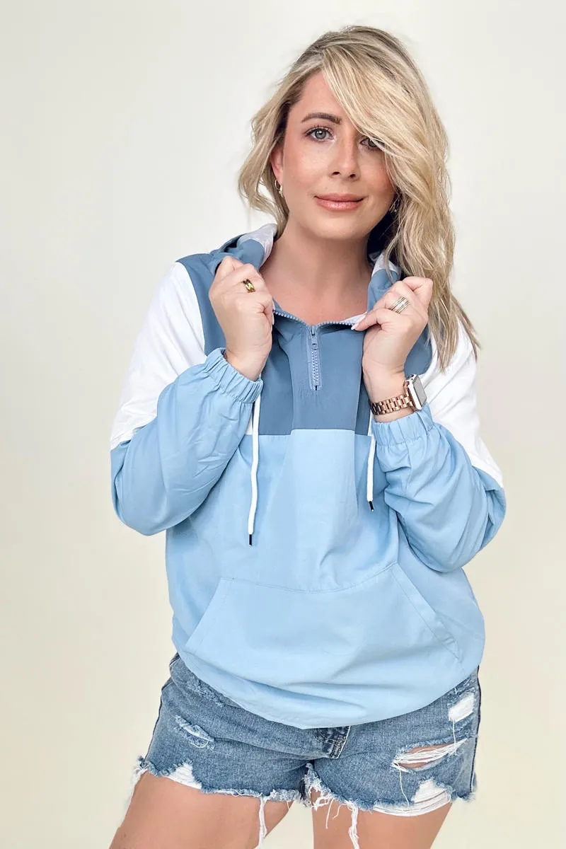 Color Block Long Sleeve Windbreaker Hoodie