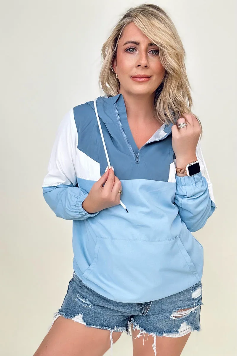 Color Block Long Sleeve Windbreaker Hoodie