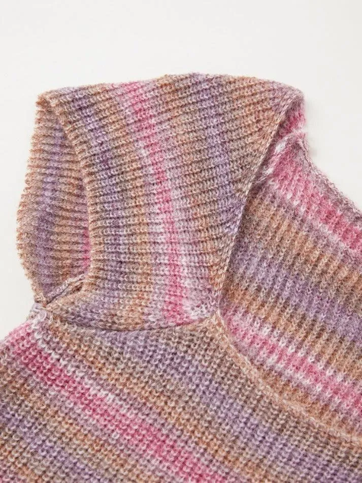 Contrast Color Stripped Square Neck Knit Top