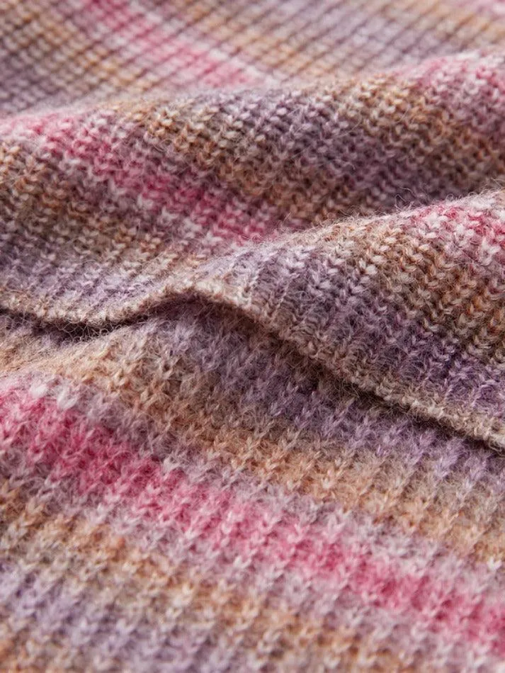 Contrast Color Stripped Square Neck Knit Top