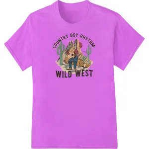 Country Boy Rhythm: Cowboy Guitar Fun DTF Print Transfer