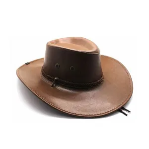 Cowboy Hat - Faux Leather Brown
