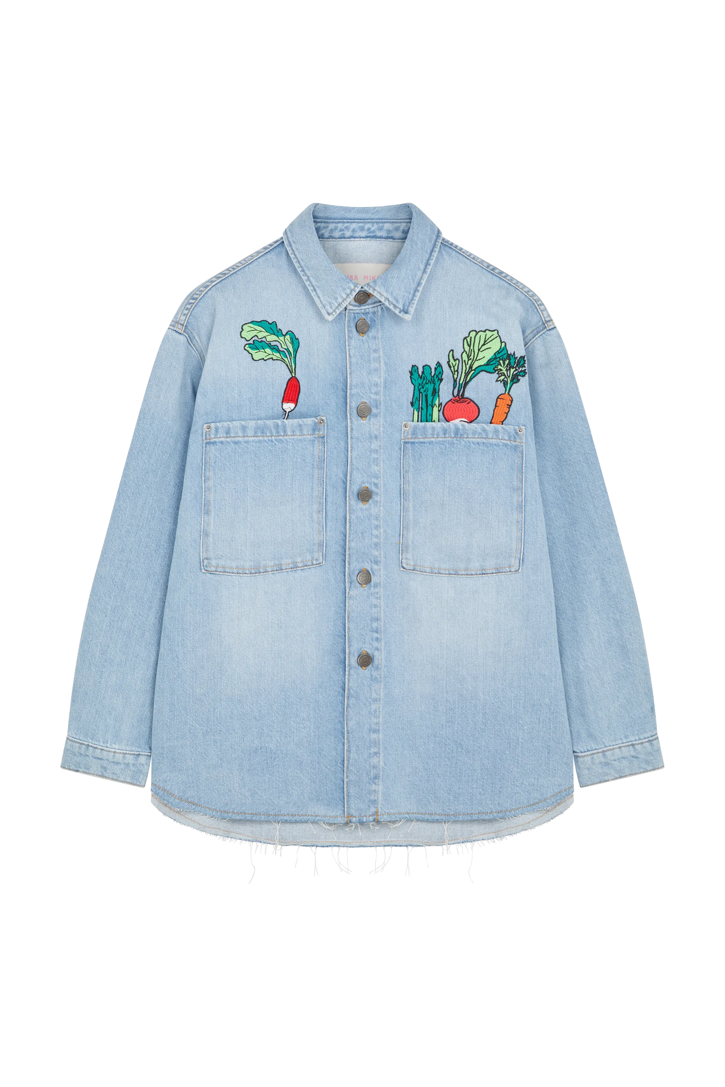 Denim Jacket With Embroidered Vegetables