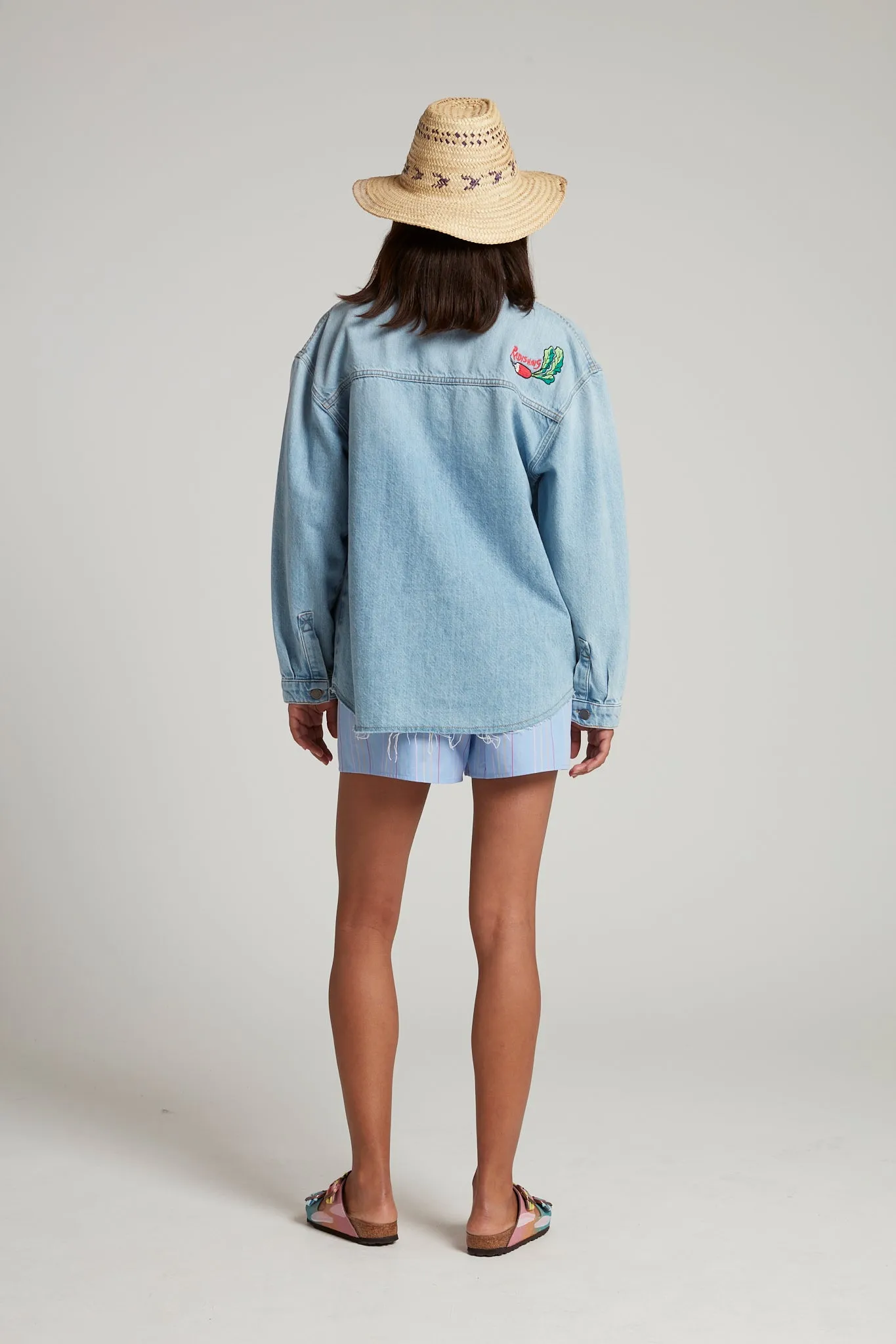 Denim Jacket With Embroidered Vegetables