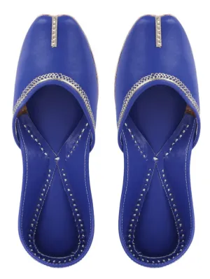 Fashion Blue - Blue Leather Casual Juttis