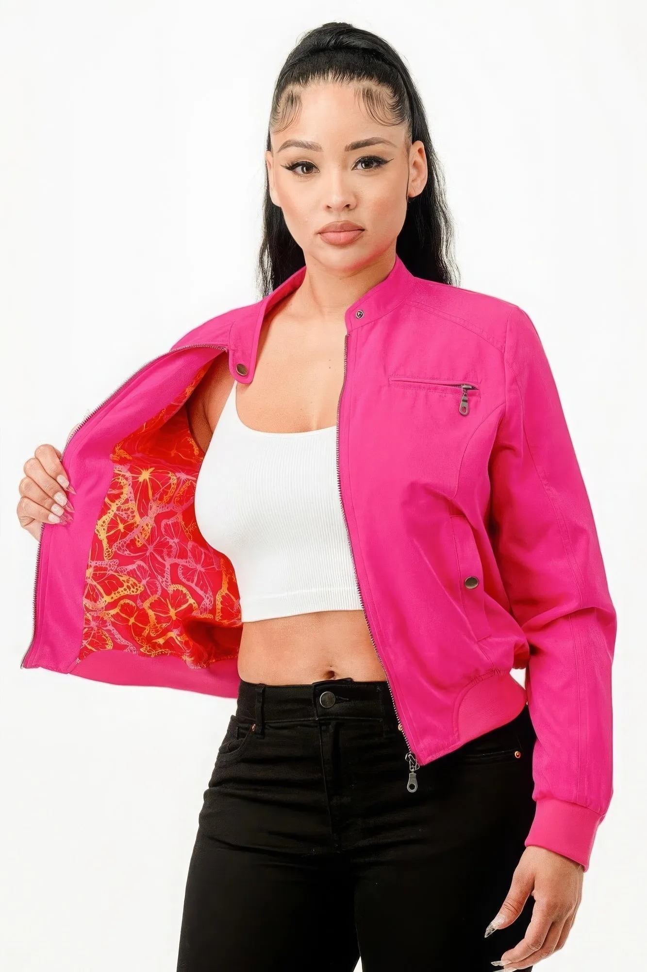 Fashion Forward Casual Zip Up Biker Moto Jacket
