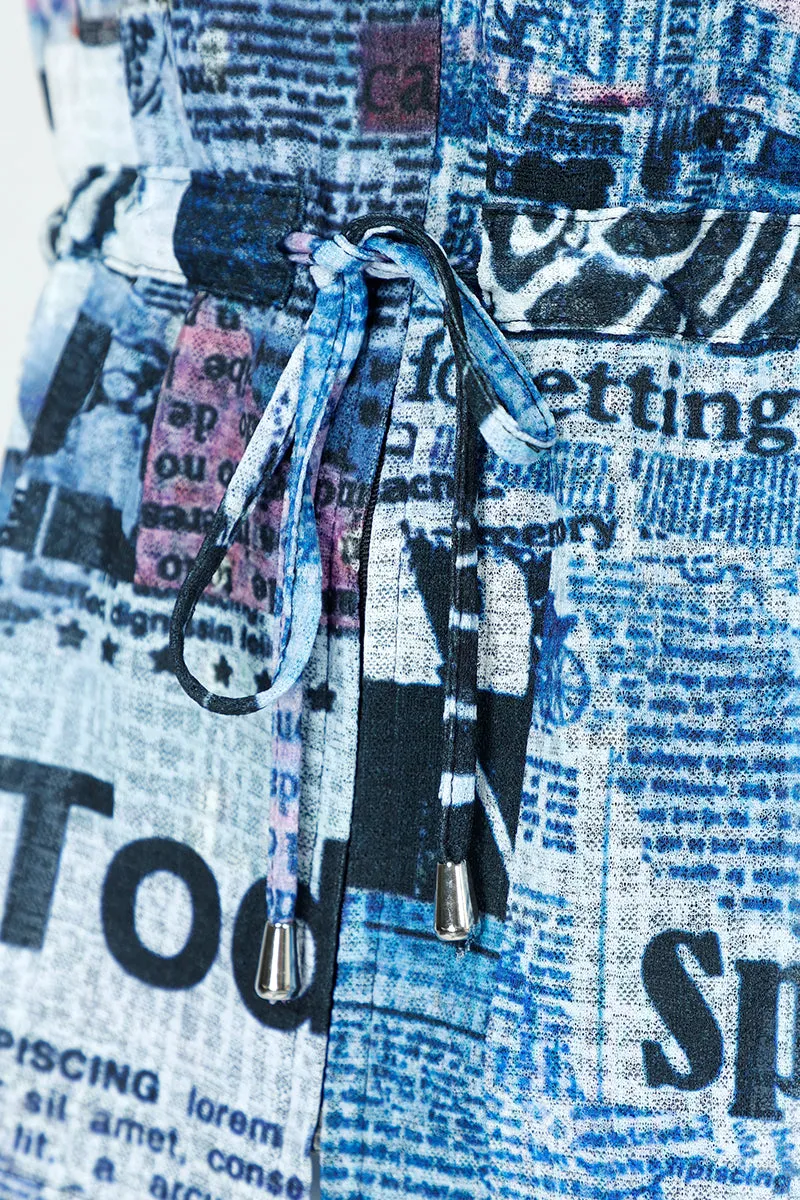 Frederique Newspaper Print Hoodie Jacket