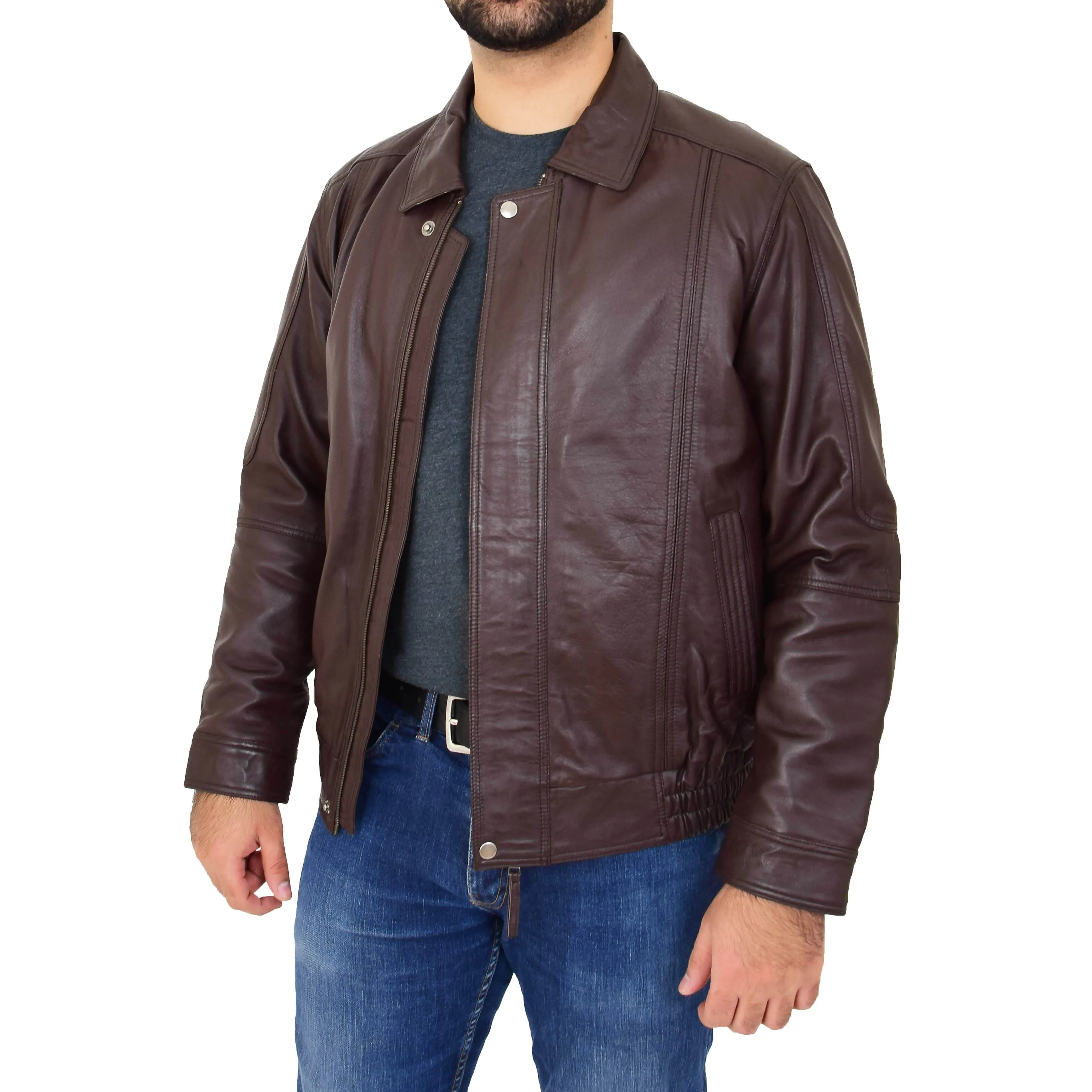 Gents Classic Blouson Leather Jacket Albert Brown