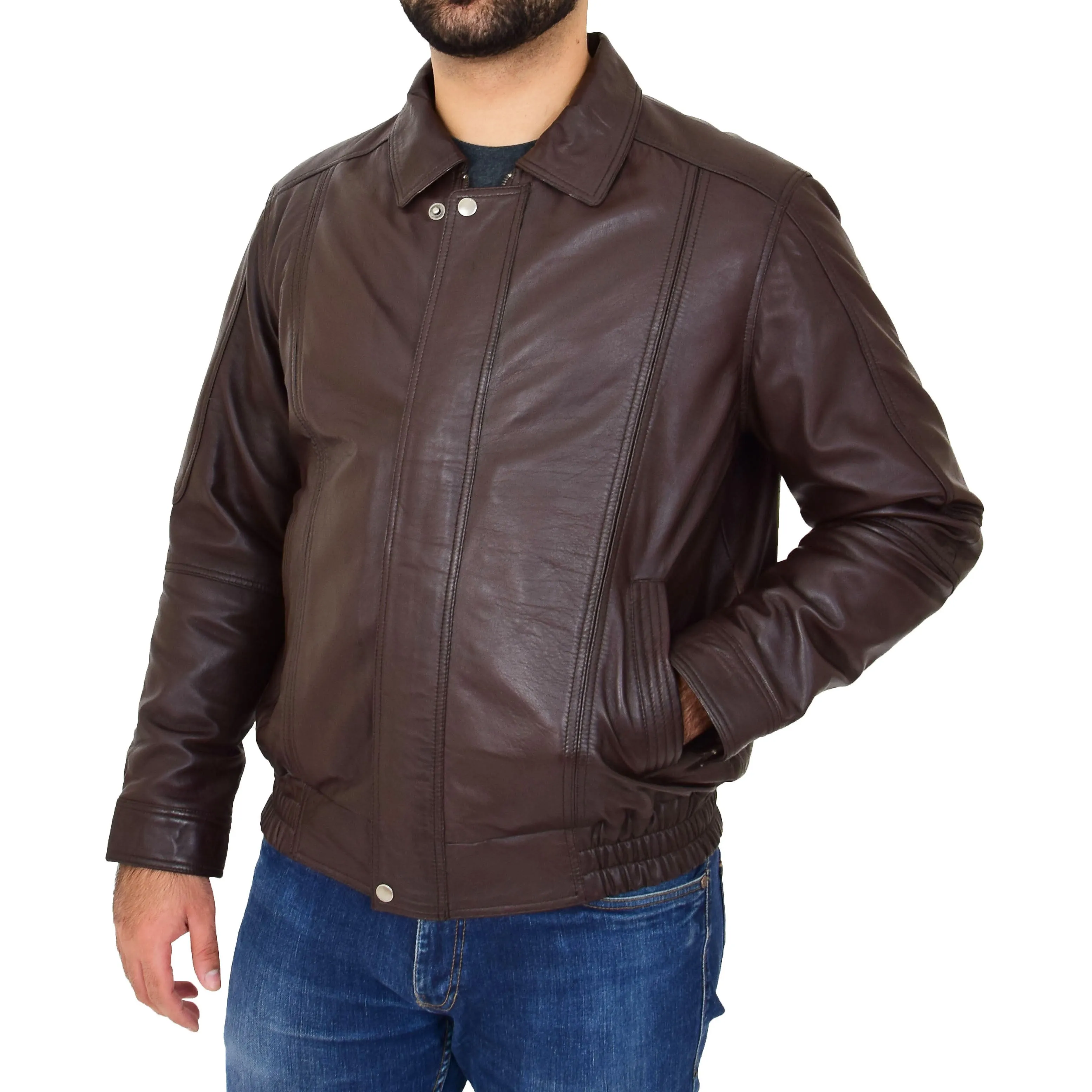 Gents Classic Blouson Leather Jacket Albert Brown