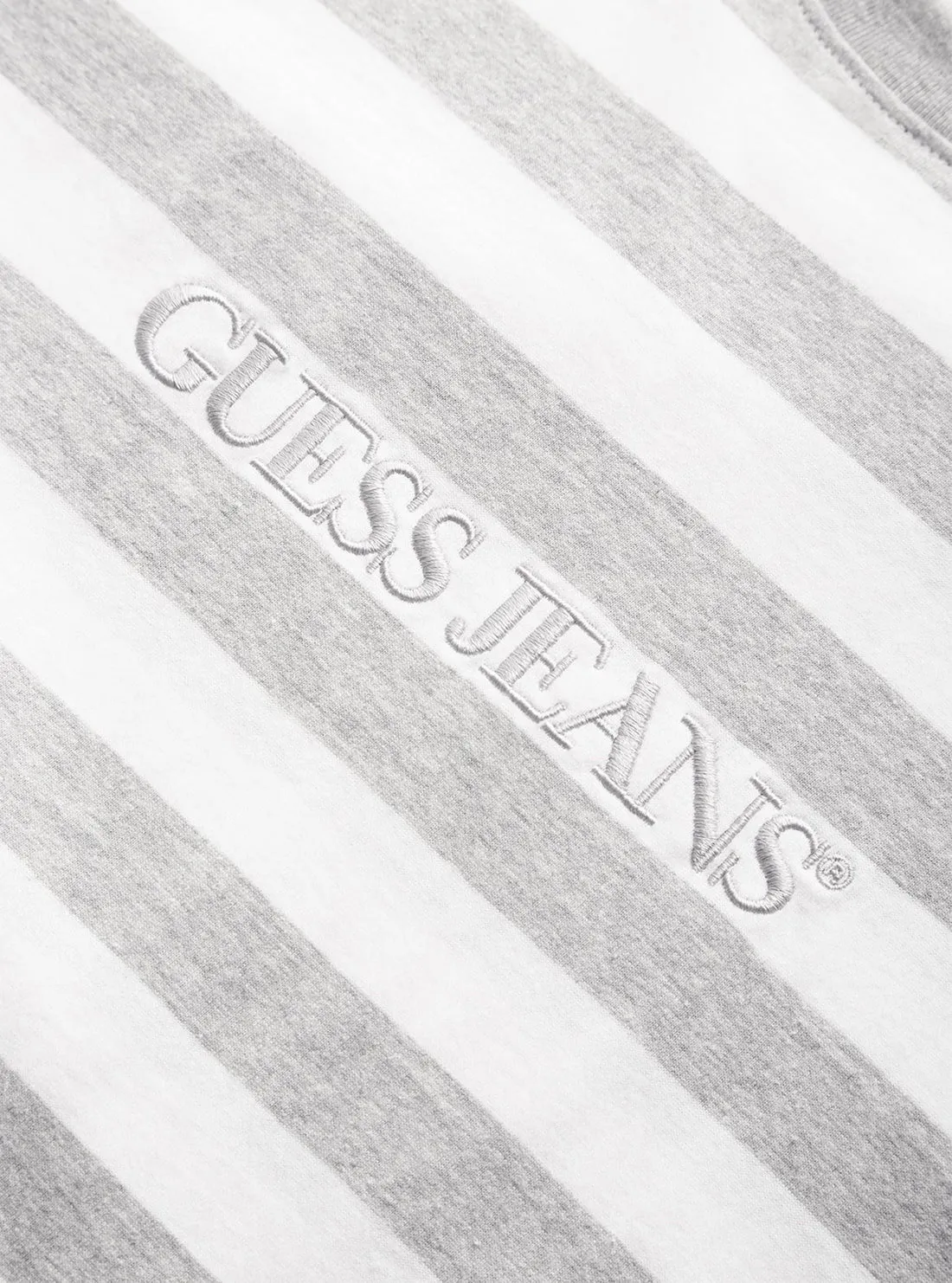 Guess Jeans White Grey Striped T-Shirt
