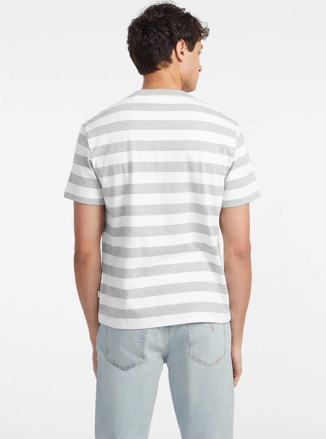 Guess Jeans White Grey Striped T-Shirt