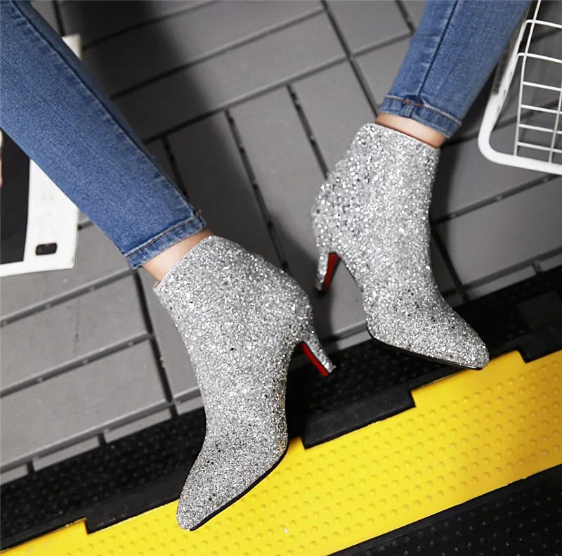 High Heels Ankle Boots Pointed Toe