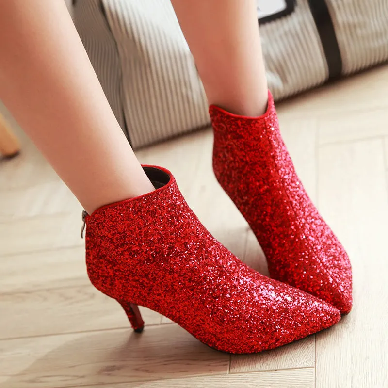 High Heels Ankle Boots Pointed Toe