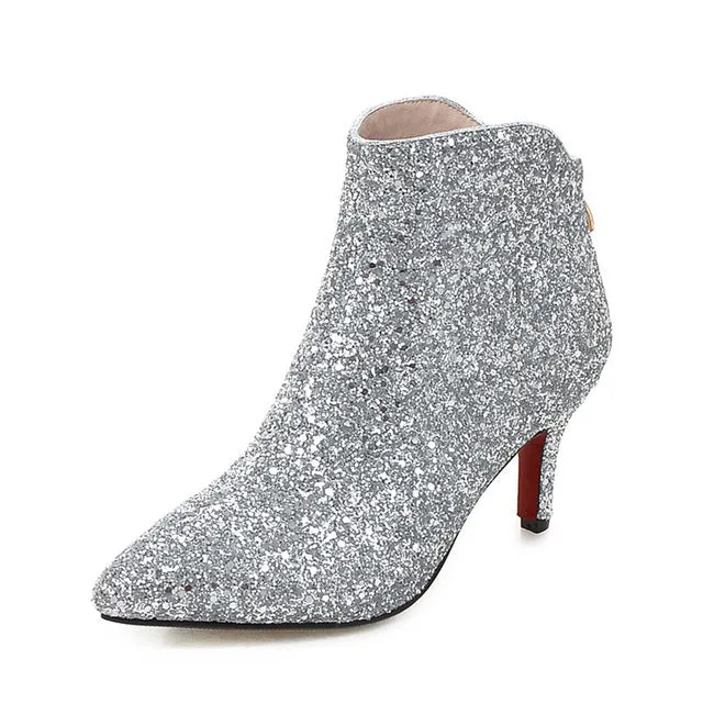 High Heels Ankle Boots Pointed Toe