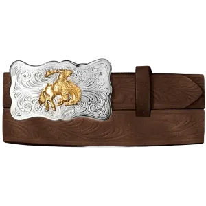 Leegin Justin Kid´s Bucking Bronco Buckle Embossed Cowhide Belt