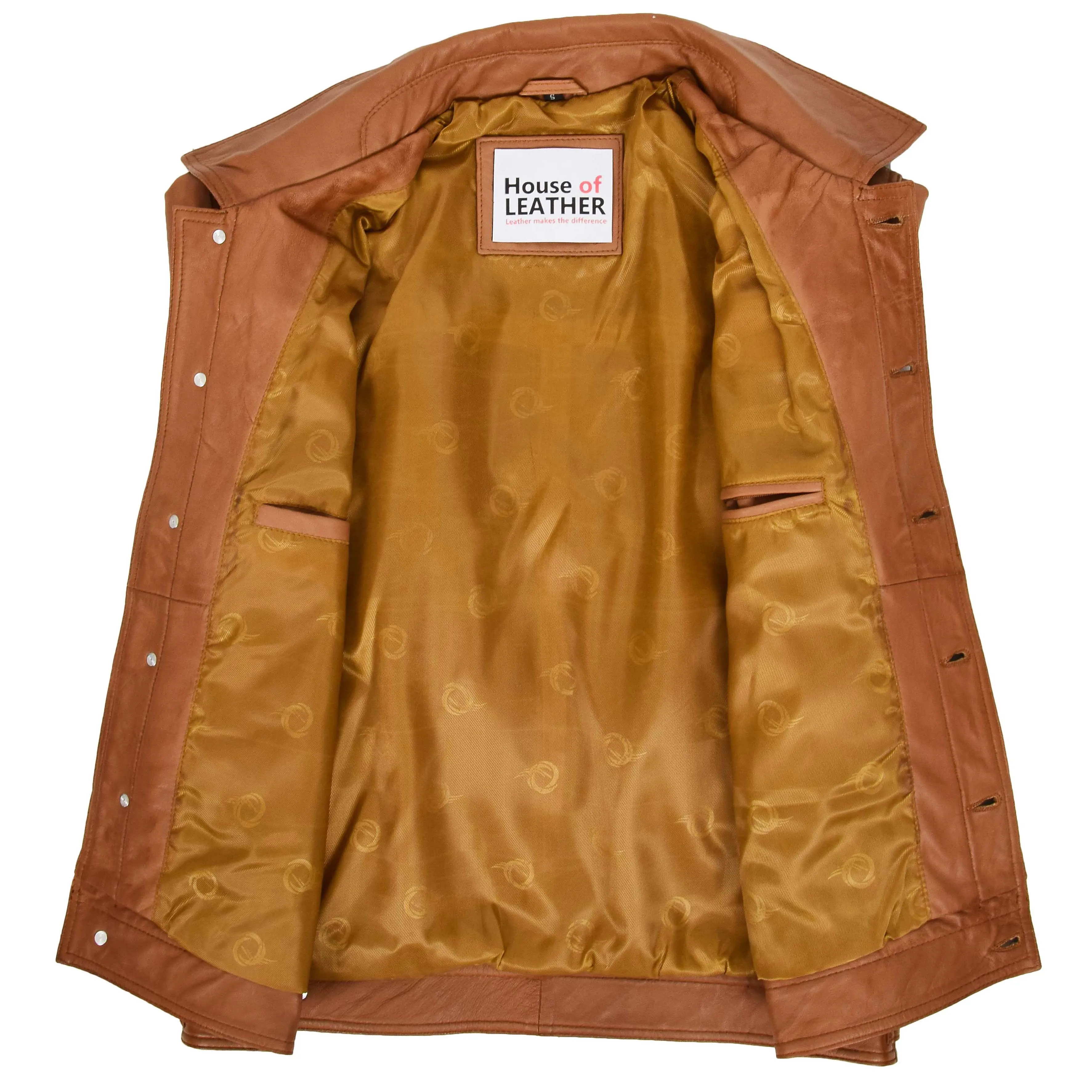 Mens Leather Lee Rider Casual Jacket Terry Tan