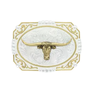 Montana Men's Two-tone Cowboy Cameo Buckle with Longhorn
