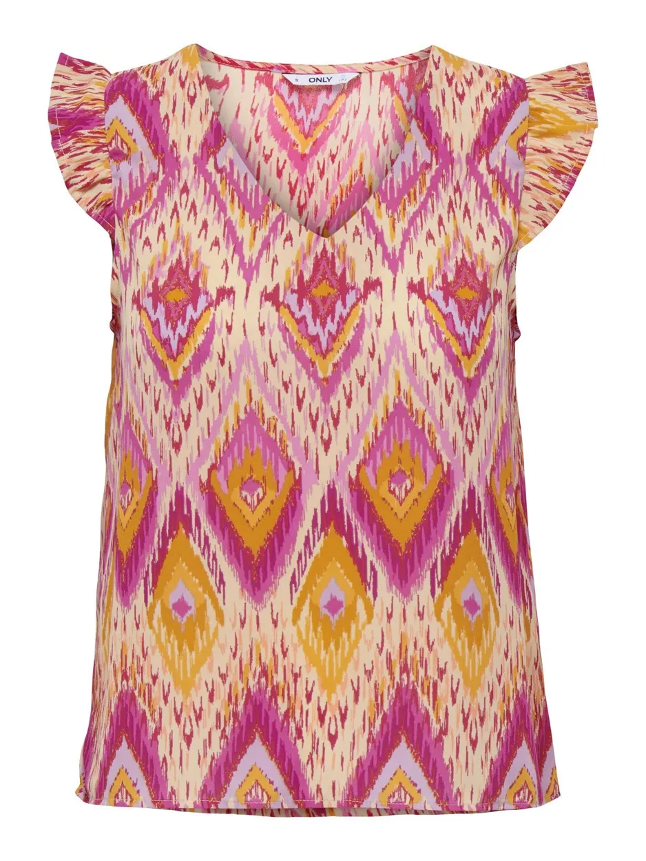 Onlalma Life Vis S/s Elina Top Aop - Roze Dessin