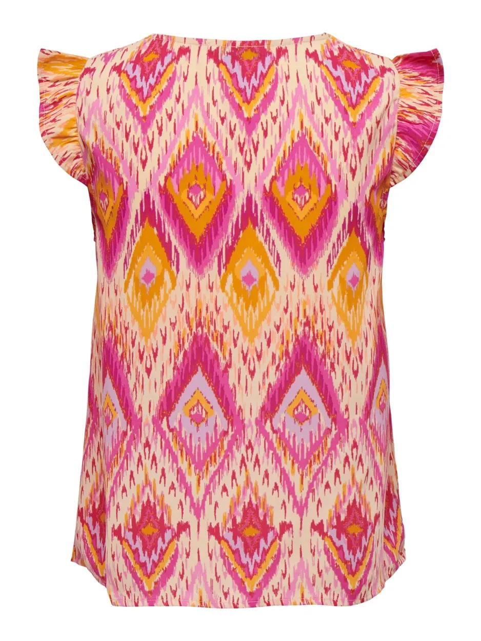 Onlalma Life Vis S/s Elina Top Aop - Roze Dessin