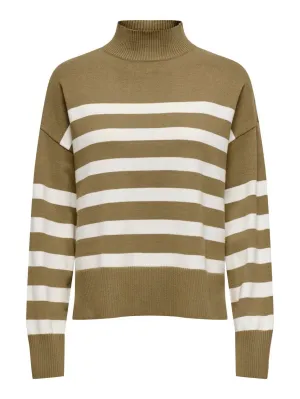 Onlbari L/s Highneck Knt - Bruin Dessin