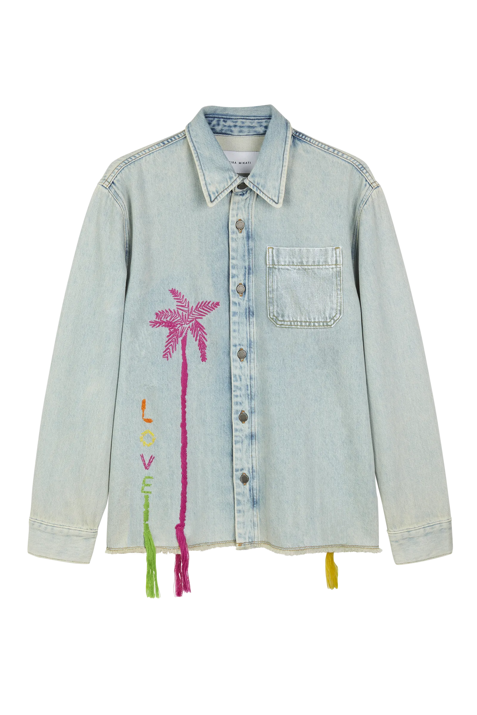 Palm Tree Embroidered Denim Jacket