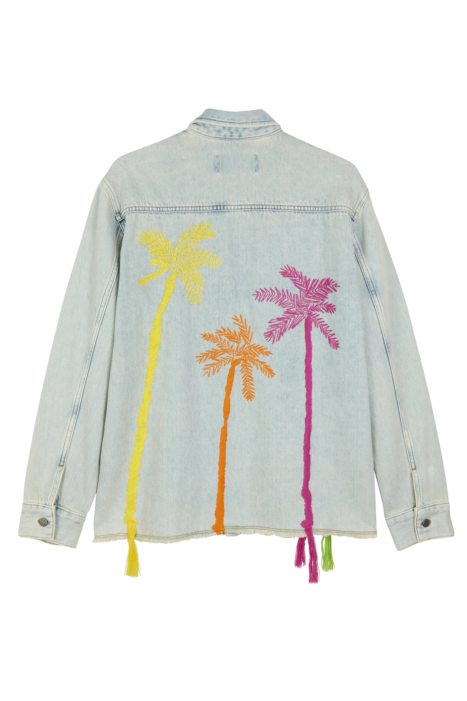 Palm Tree Embroidered Denim Jacket