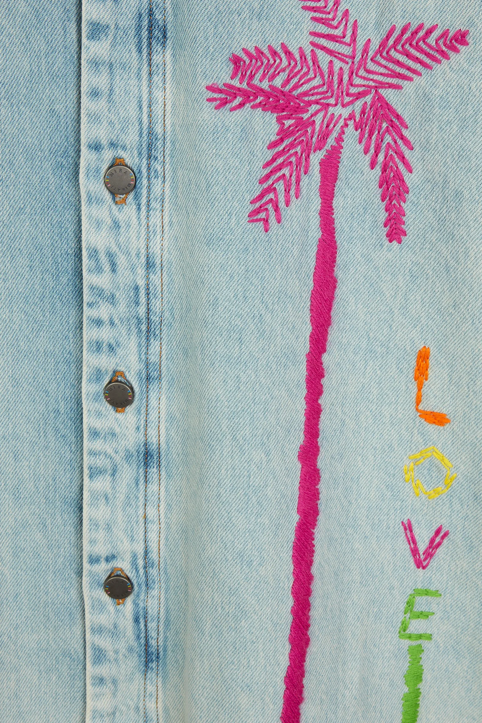 Palm Tree Embroidered Denim Jacket
