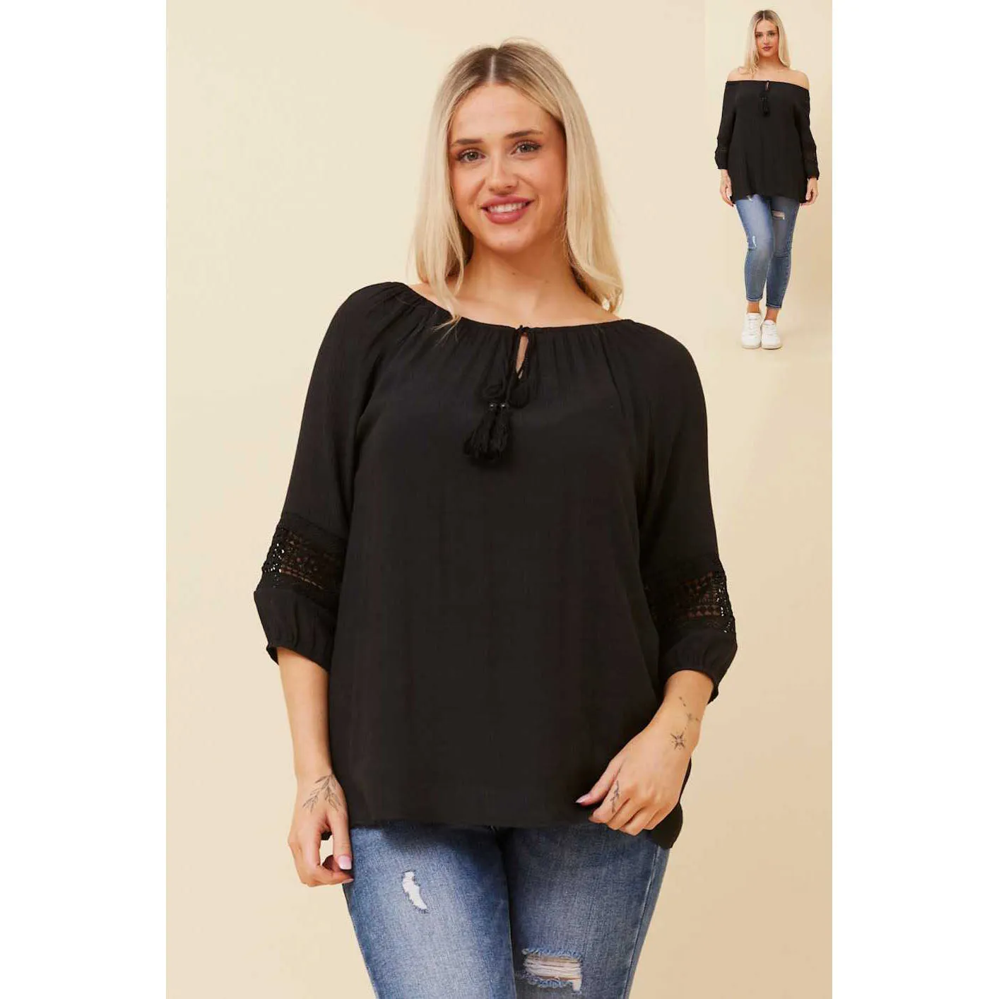 Peasant Top - Black