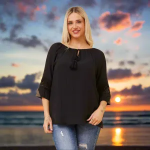 Peasant Top - Black