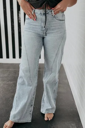 Plus Size Light Wash Reverse Seam Jeans