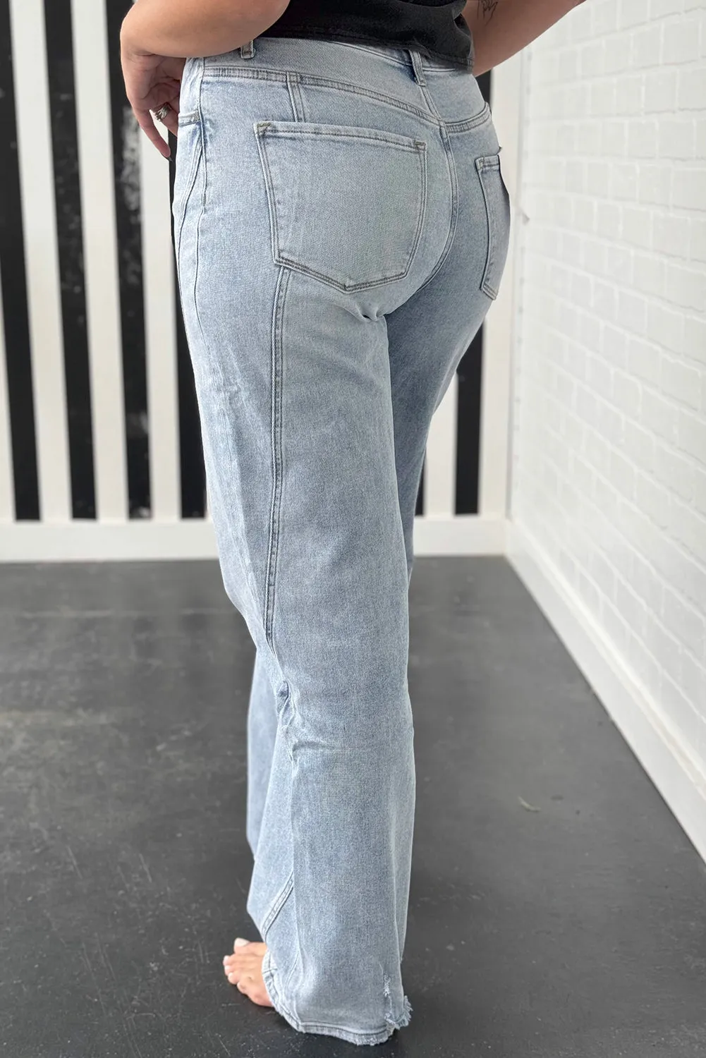 Plus Size Light Wash Reverse Seam Jeans
